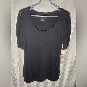 Mudd NWT black top with laced sleeves size XL